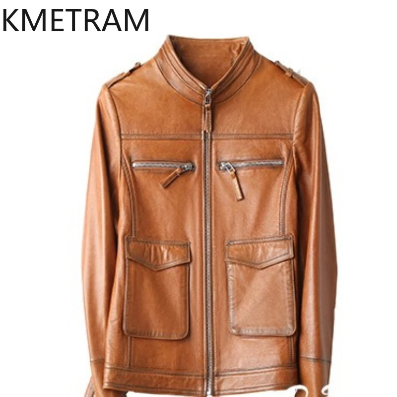 100% Sheepskin Jacket Woman Luxury Short Slim Fit Genuine Leather Jackets Women 2025 Spring Autumn Ladies Clothes дубленка