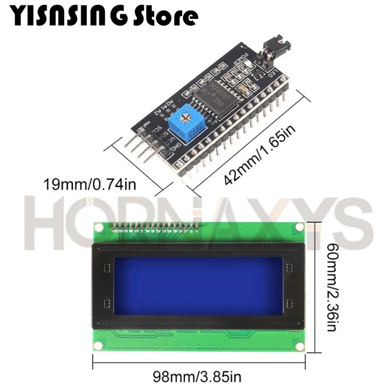 وحدة محول واجهة تسلسلية LCD IIC لاردوينو ، حرف الشاشة الأزرق والأخضر ، LCD2004 ، I2C ، 20x4 ، 2004A