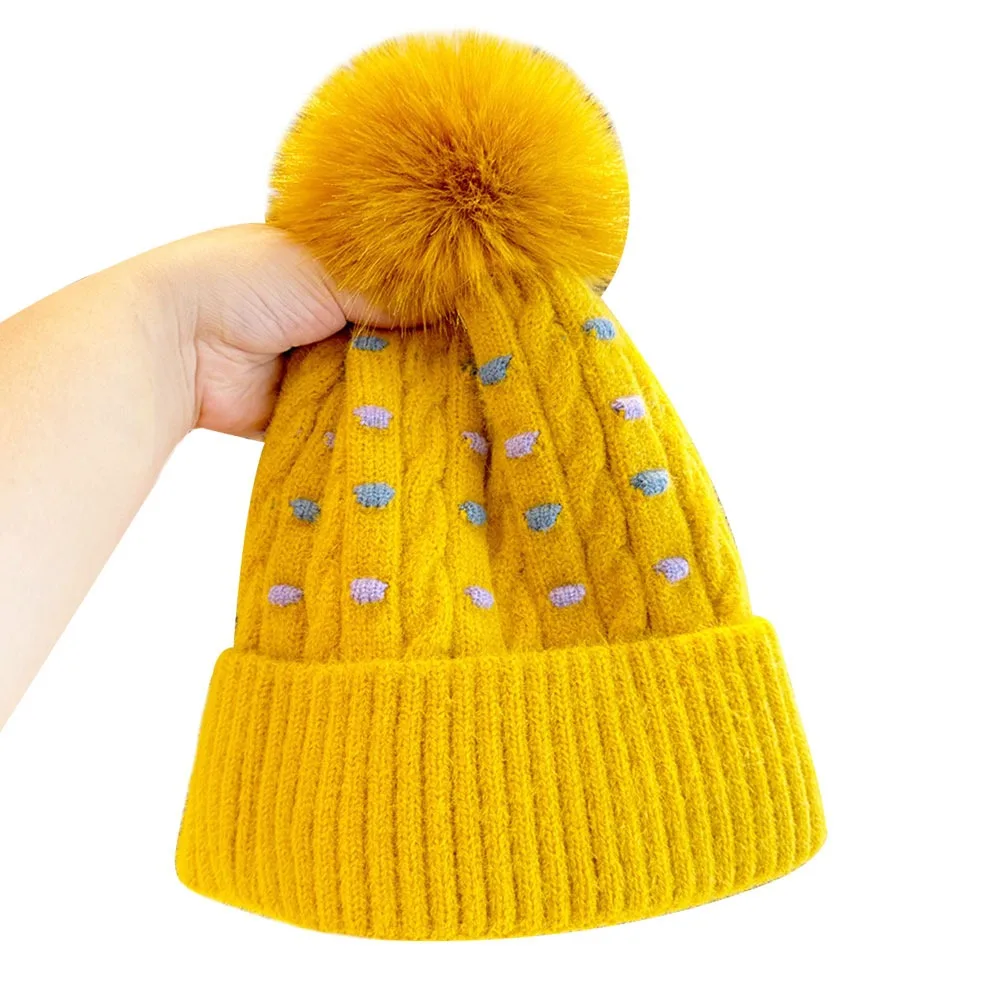 

Модная теплая зимняя шапка, утолщенная плюшевая вязаная шапка, повседневная шапка с помпонами для защиты ушей, уличная шапка