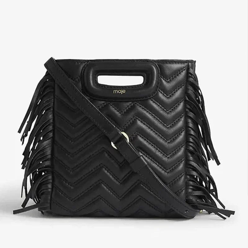 

New Fashionable Women MAJE Bag Black Embroidered Retro Crossbody Bag Luxury Design Casual Ladies Shoulder Bag