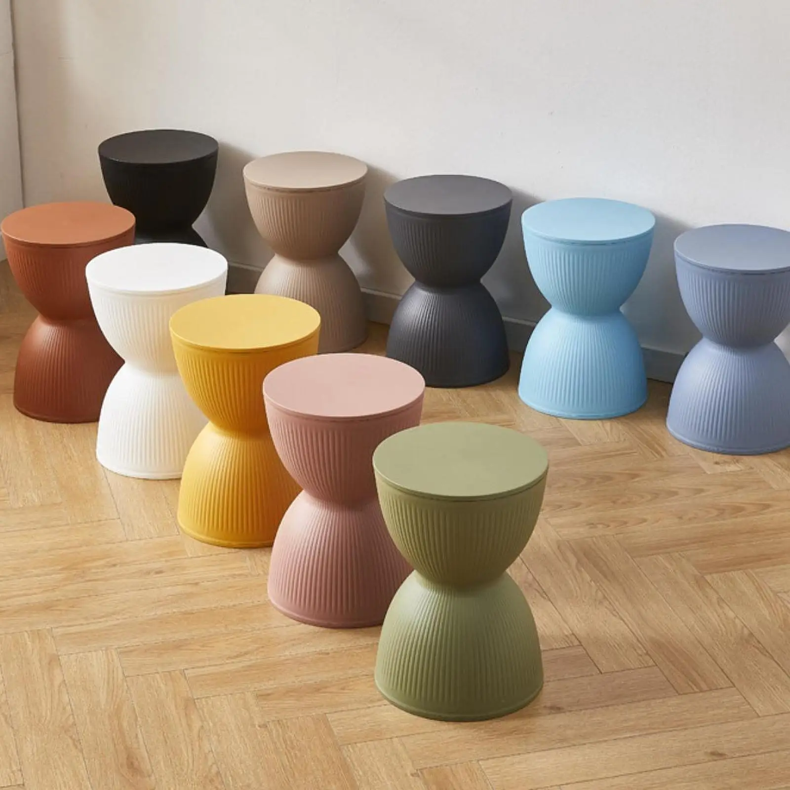Nordic Small Round Foot Stool Multipurpose Seat Ottoman for Shoe Changing Bedside Sitting in Home Living Room Bedroom Entryway