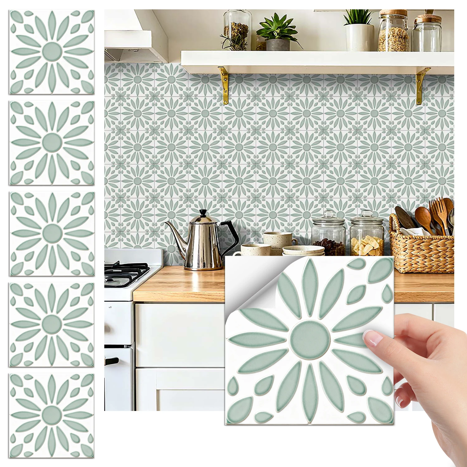36 feuilles de papier peint autocollant floral vintage imperméable à l'eau et à l'huile, cuisine salle de bain Home Decor