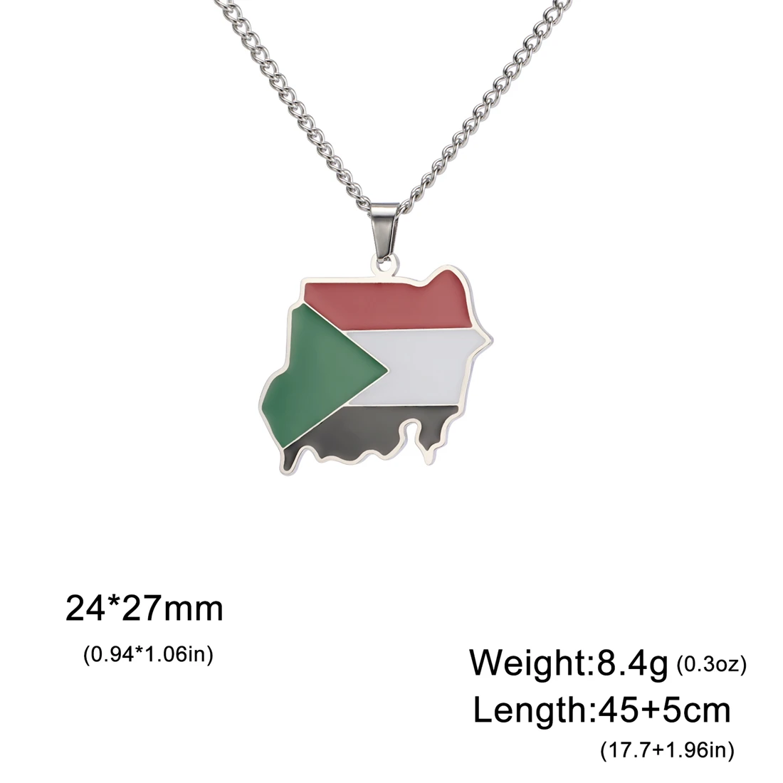 EUEAVAN The Republic of Sudan Map Pendant Necklaces Stainless Steel Silver Gold Color North Sudanese Flag Ethnic Jewelry Gifts