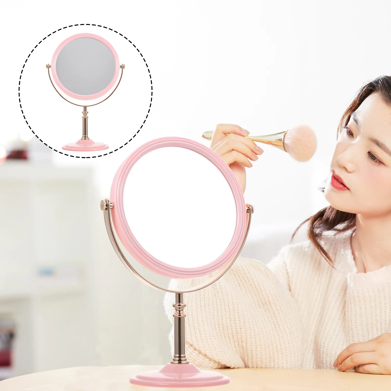 

Круглое настольное зеркало для макияжа в европейском стиле, двустороннее, износостойкое, для туалетного столика, домашнее, косметическое