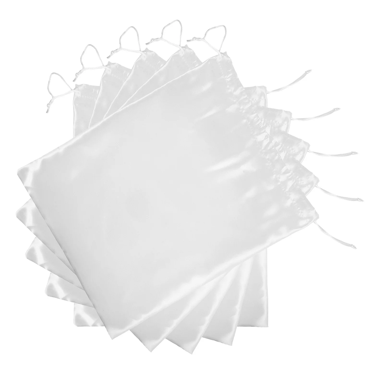 

5Pcs Satin Drawstring Purse Storage Bag Handbag Organizer Protector Dust Cover Travel Shoe Wigs Storage Pouches