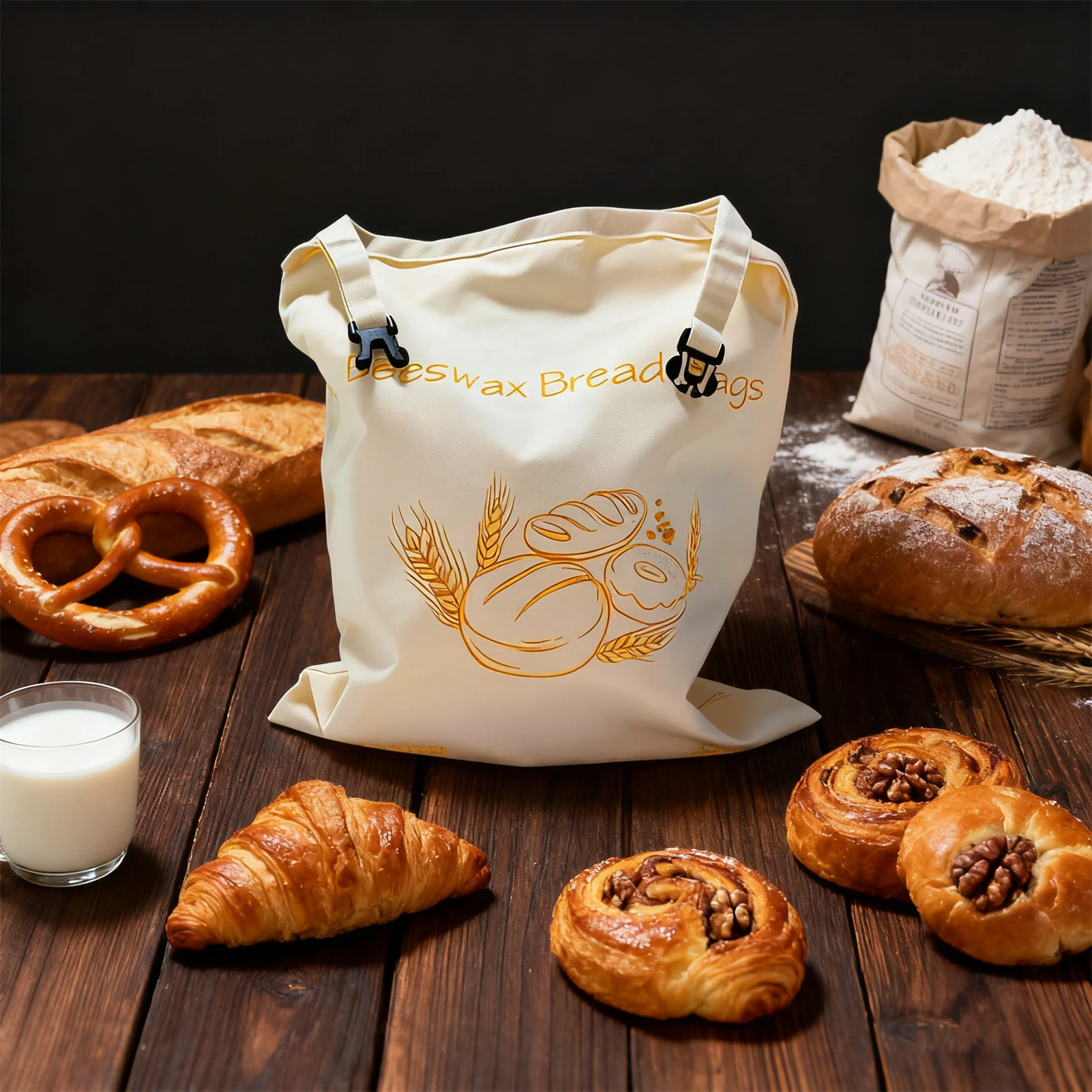 Bienenwachs-Brotbeutel, wiederverwendbare Back- und Aufbewahrungsbeutel in Lebensmittelqualität mit Clip-Design, geschmacksneutrale Backutensilien für Nüsse, Snacks, Brot – Detail 17