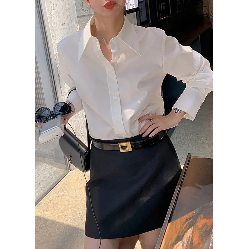 

Spring Elegant Fashion Solid Color irt Slim Fit Commute Versatile Women Commute Wind Regular Length Women Top