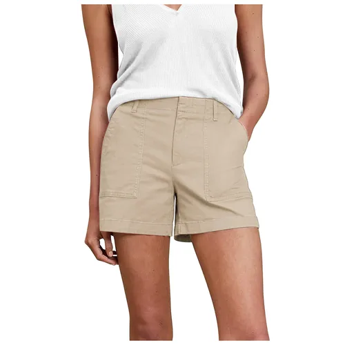 Imagen 1 del producto Pantalones cortos de sarga elástica con bolsillos laterales para mujer, prenda de vestir de Color liso, estilo Retro, ajuste de cintura elástica versátil, a la moda, de verano