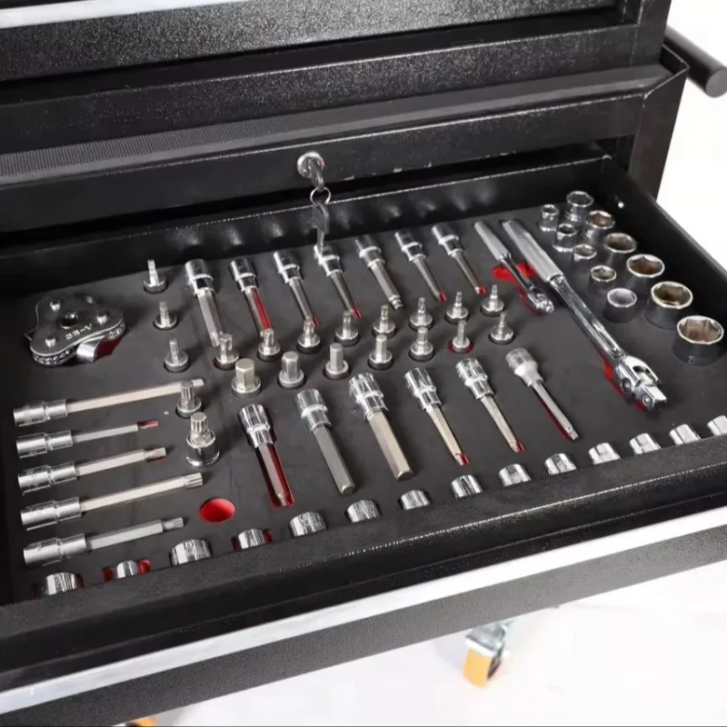 Auto Repair Lockable Iron Tool Cabinet 5 Drawers Rolling Storage Trolley with 4 Wheels OEM Garage Tool Cart