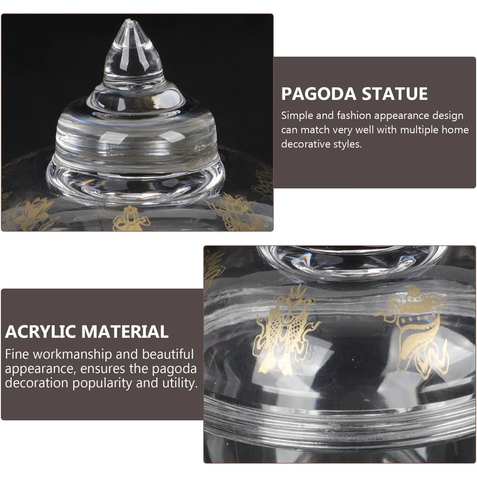 

Acrylic Crystal Pagoda Tower Decorative Offering Bottle Tabletop Decor Vintage Office Home Buddhist Ornament Desktop Adornment