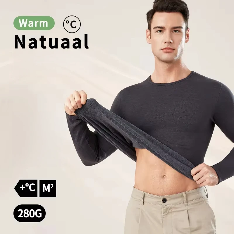 Thermal Underwear Men Fleece Solid Color Thick Warm Luxry Thermal Suit for Men Long Johns Seamless Skin Friendly Underwear Set