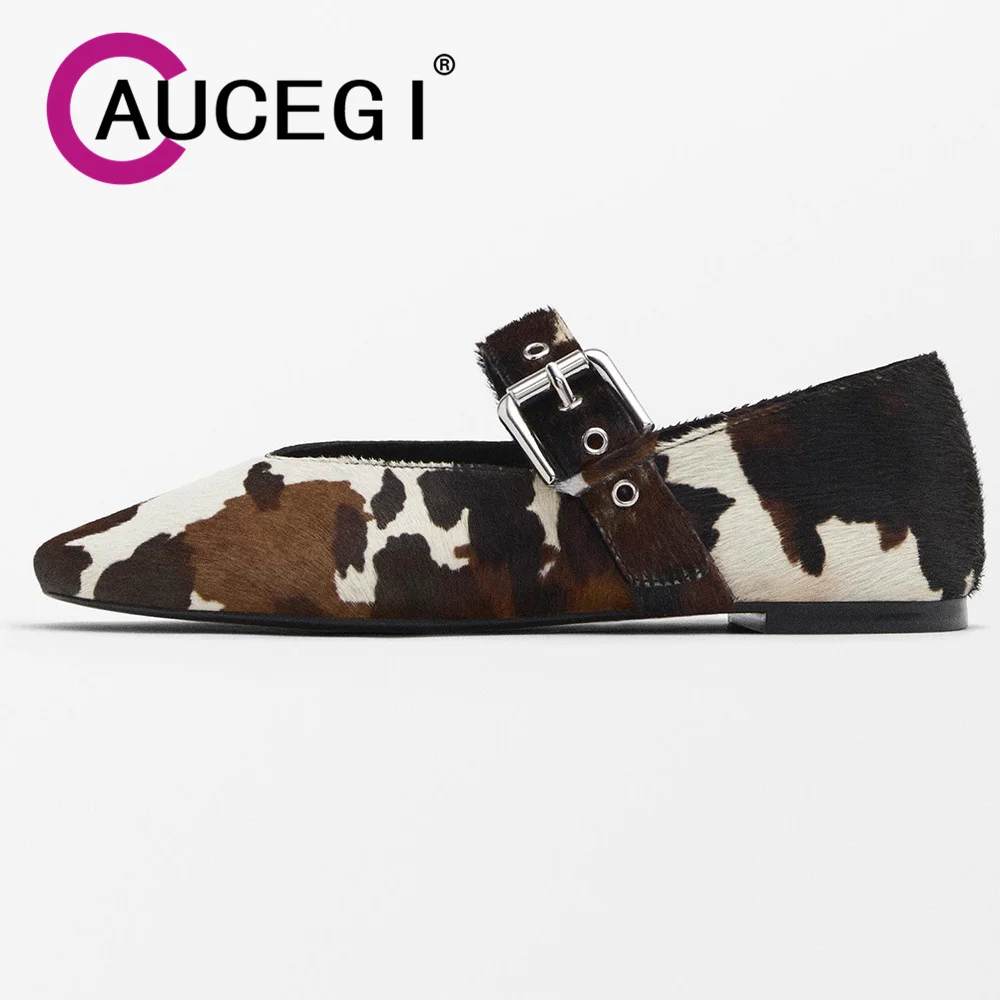 

Aucegi, уникальные женские туфли Мэри Джейн на плоской подошве с леопардовым принтом, удобные модельные туфли с круглым носком и пряжкой, вечерние туфли, большой размер 34-43