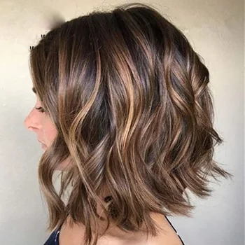 นุ่มยาวไฮไลท์สีน้ำตาลออมเบร28นิ้วฐานผ้าไหม5x5ลูกผมวิกผมชาวยิวลูกไม้ HD ผมยุโรป