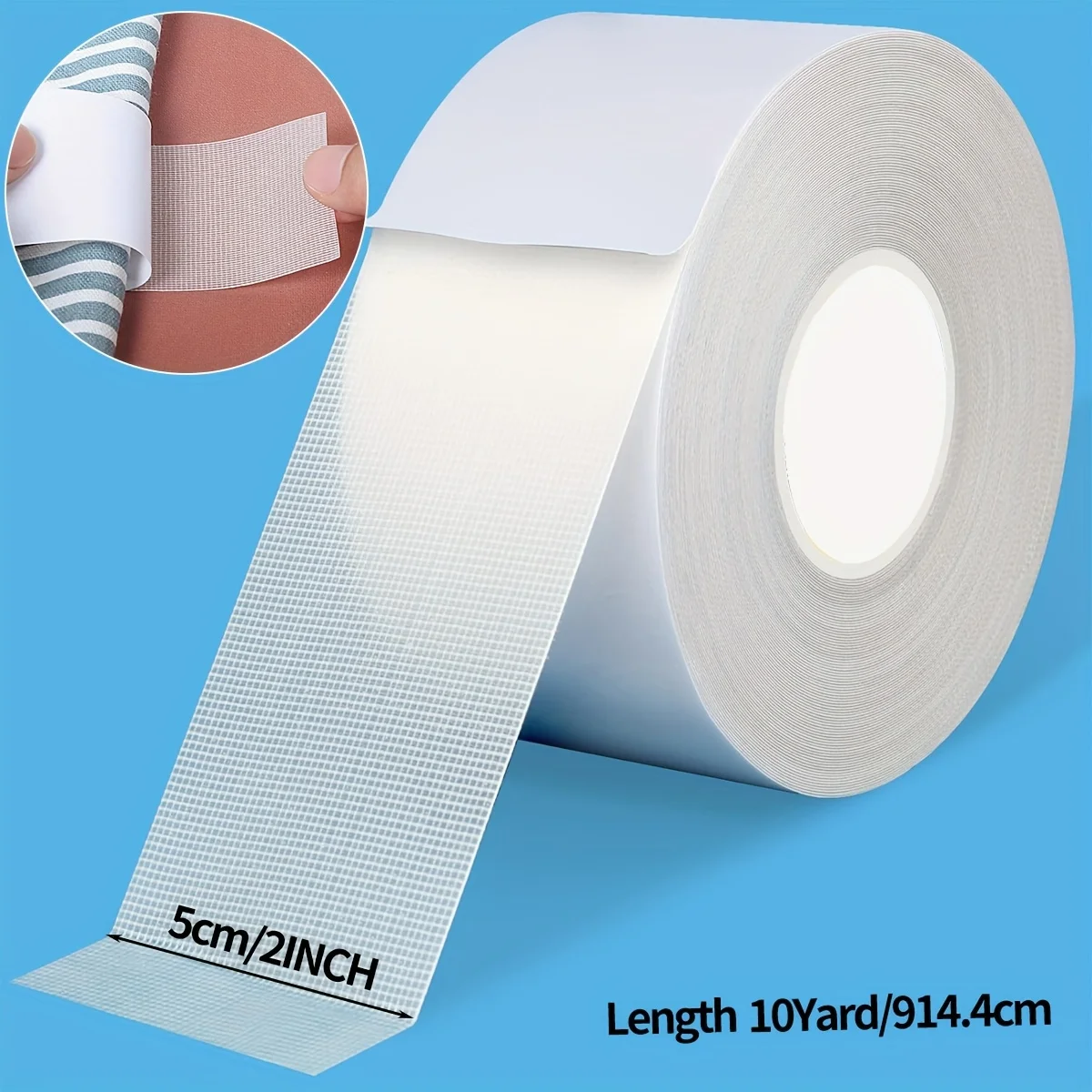 1 Roll White Fabric Hemming Tape Strong Double Sided Self Adhesive Pants Hem Repair Strips No Sewing Curtain Short Tape