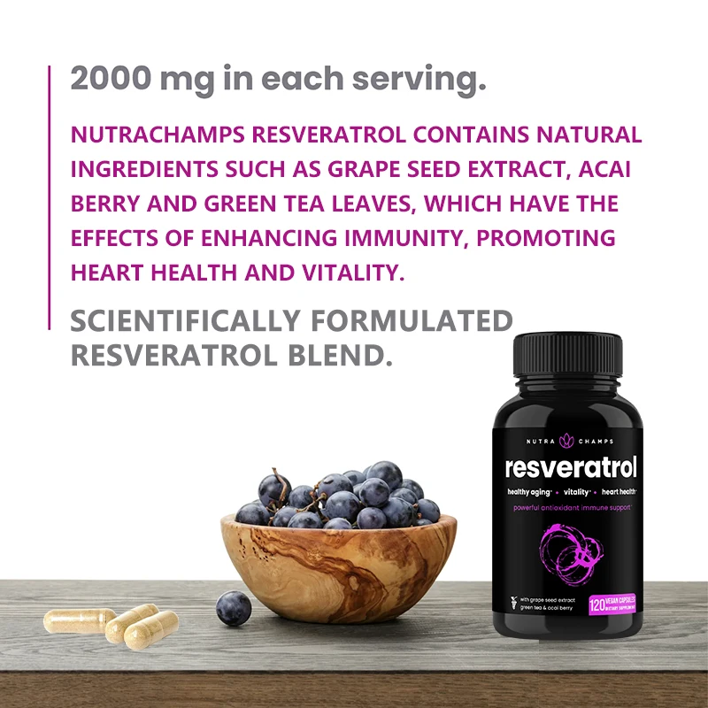 مكمل ريسفيراترول العضوي - مضاد للأكسدة قوي، يساعد على صحة الدورة الدموية، ودعم المناعة، ويعزز الشيخوخة الصحية
