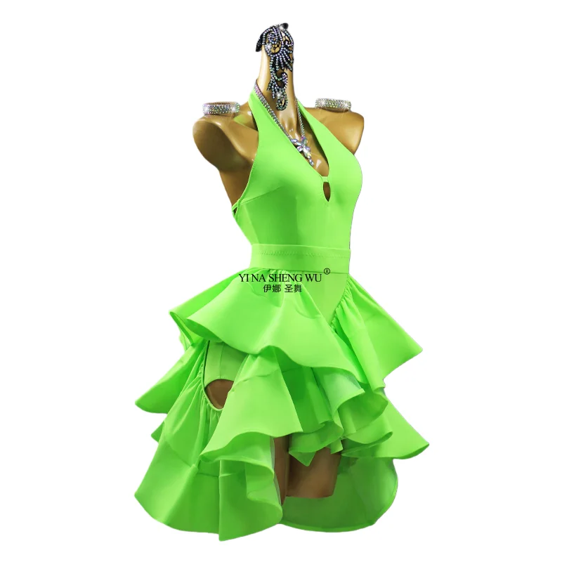 Nuevo vestido de baile latino para mujer 2026, traje de baile Sexy, ropa de escenario, traje de práctica de competición, fiesta para niñas, deporte, graduación, chico Samba