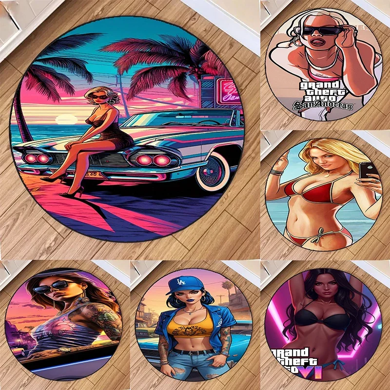 السرقة الكبرى السيارات نائب المدينة حصيرة مستديرة غرفة المعيشة لعبة غرفة نوم المطبخ شرفة الباب السجاد عدم الانزلاق لعبة ديكور المنزل السجاد #1