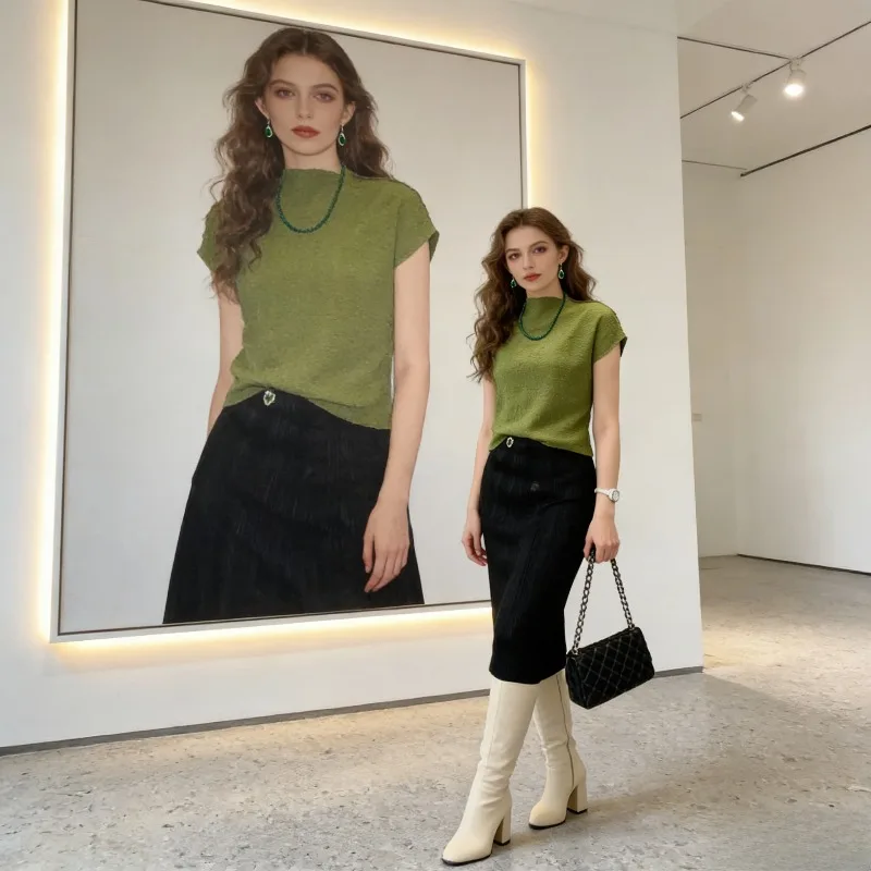

Плиссированная футболка Miyake: Новая летняя плиссированная рубашка, простая однотонная женская плиссированная универсальная повседневная блузка, модная и легкая.