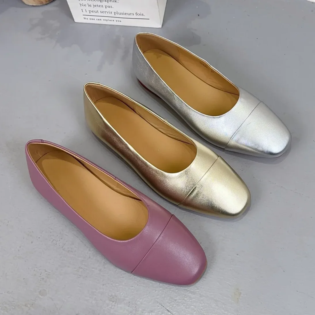 

Flat Ballet Shoes Casual Walking Leather Women's Shoes Fashionable Retro Style Both Inside Is Outside Sheepskin Soft