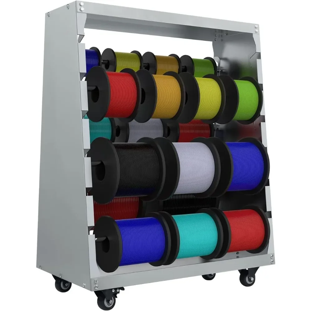 Cart with Locked Wheels 6 Rods Electrical Wire Spool Storage Dispenser 300lbs Capacity for Industrial Workplace