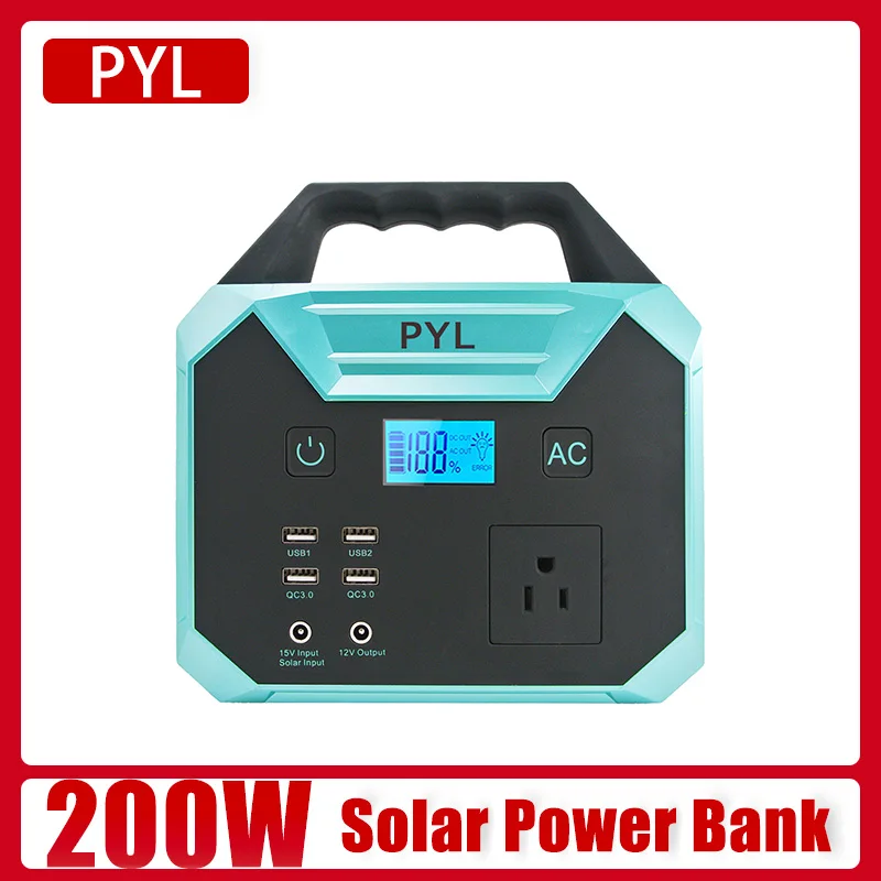 220V 200W Mini Rechargeable Portable Power Station  Solar Generator Electric Power Bank Battery for Airplane