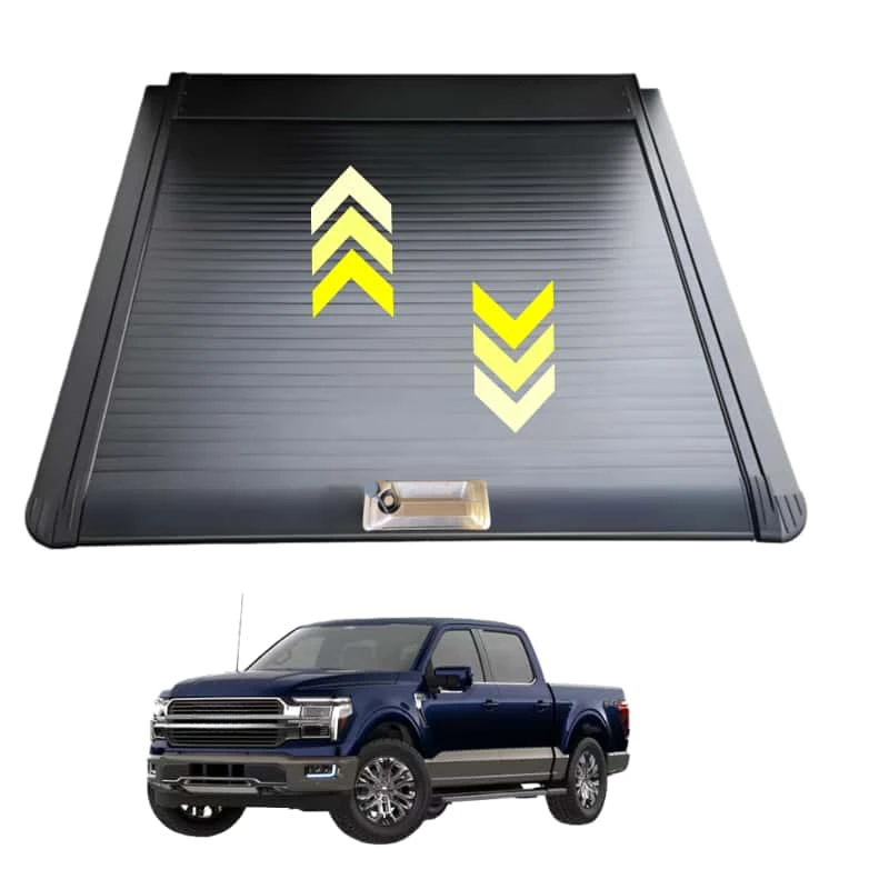 

Aluminum Alloy Retractable Folding Truck Bed Cover for Navara D40 Silverado Locking Waterproof No-Drill Installation Tailbox