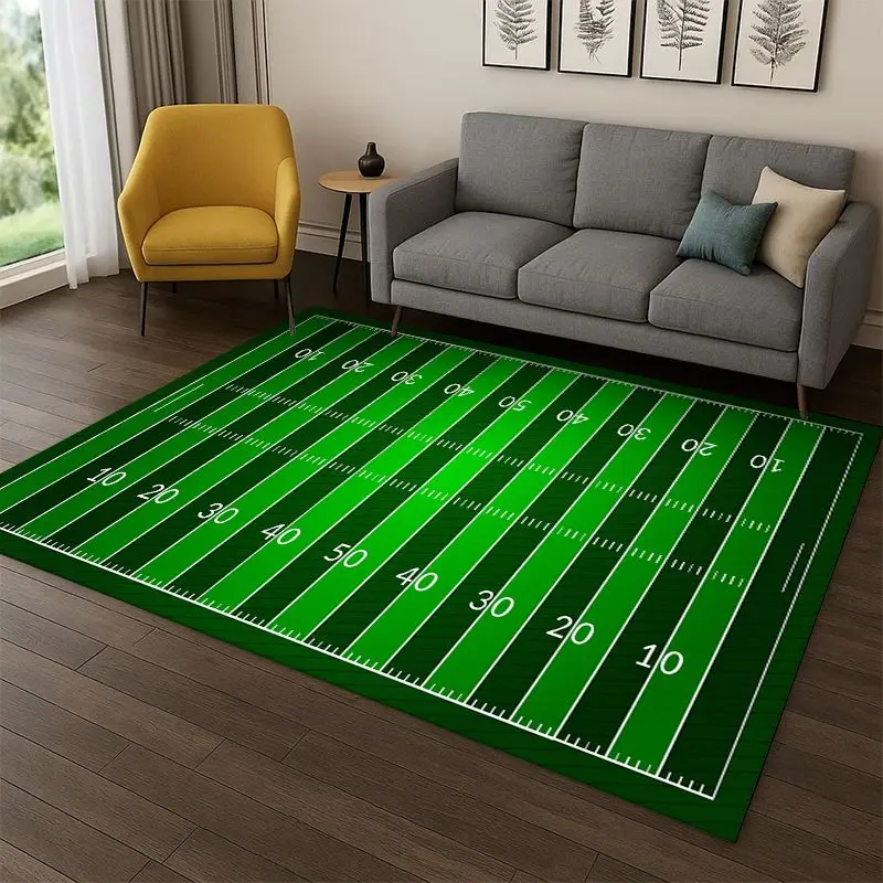 Rugby-Feld American Football Sportteppich für Schlafzimmer, Wohnzimmer, Sofa, Spielzimmer, Fußmatte, Heimdekoration, Kinderteppich, rutschfest