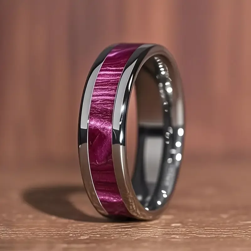Men'S Black Pink Elegant Stainless Steel Ring galaxy Design Perfect Engagement Rings Wedding Anniversary, Mother'S Day Gifts