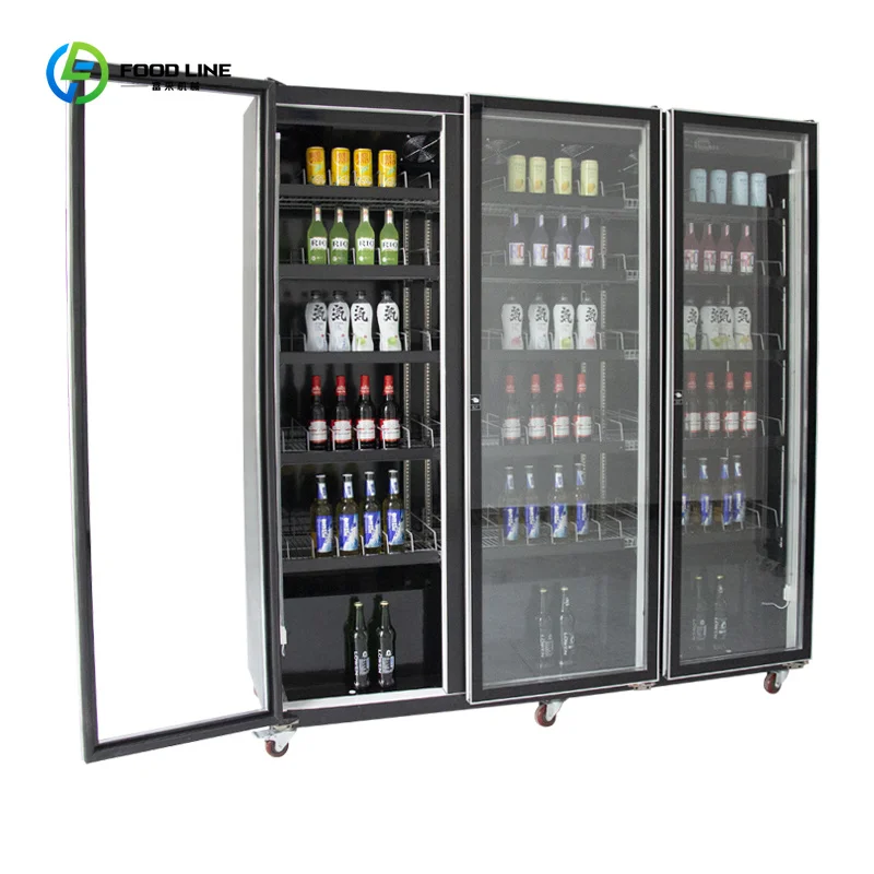 Commercial Glass Door Upright Beer Freezer Beverage Chiller Display Cabinet Stainless Steel for Supermarket Custom
