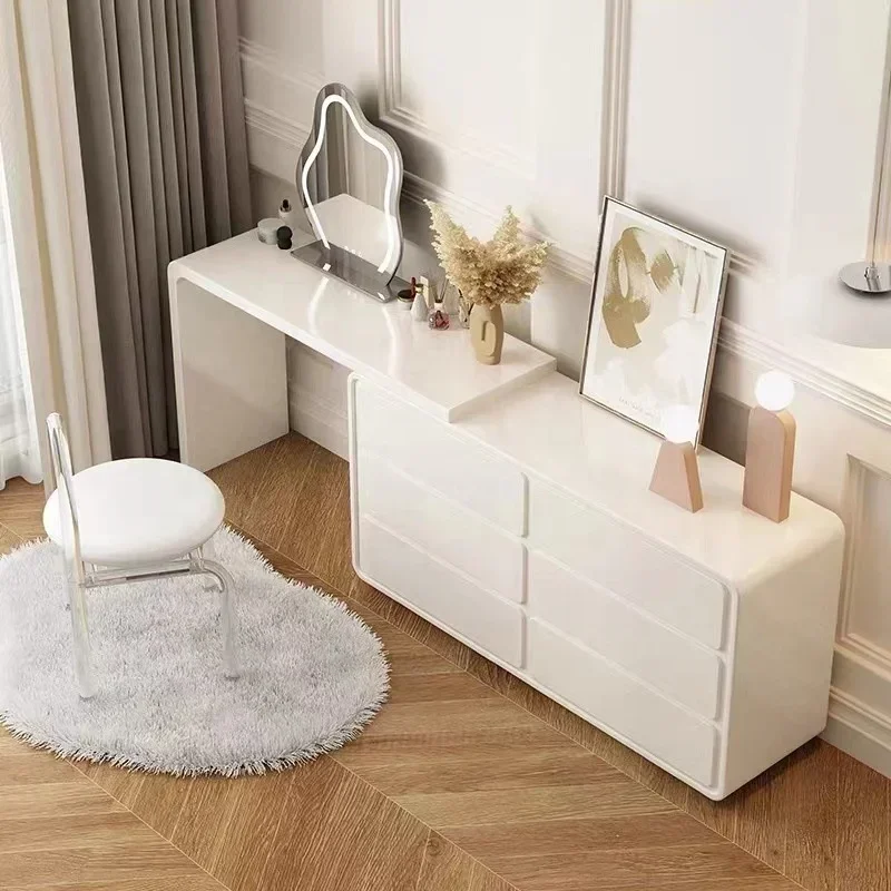 new design solid wood dressing table with 6drawers cabinet and led mirror for bedroom furniture