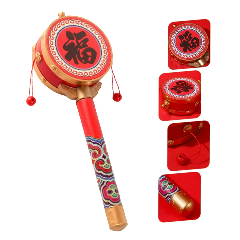 

Handmade Chinese Rattle Drum Antique Retro Style Children Exquisite Cultural Craft Creative Gift Travel Souvenir