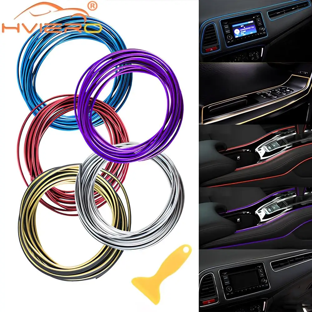 Car Moulding Decoration Flexible Strips 5M Interior Auto Mouldings Car Cover Trim Dashboard Door Edgein Car-styling Universal