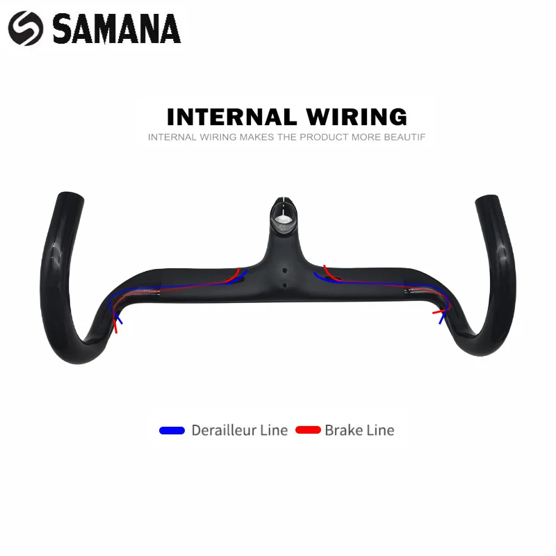 SAMANA Bicycle Handlebar T800Carbon Handlebar Integrated Road 28.6mm Integrated Road Handlebar With Bike Computer Holder