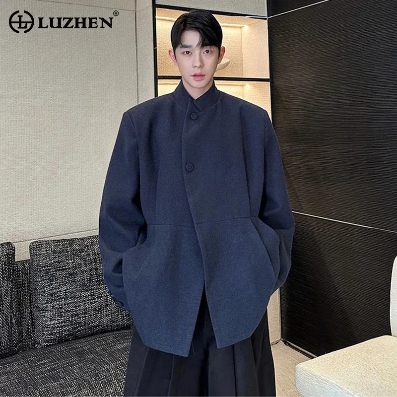 

LUZHEN однотонный элегантный темпераментный асимметричный пиджак с планкой, мужской осенний 2029, оригинальная красивая повседневная одежда JY4122