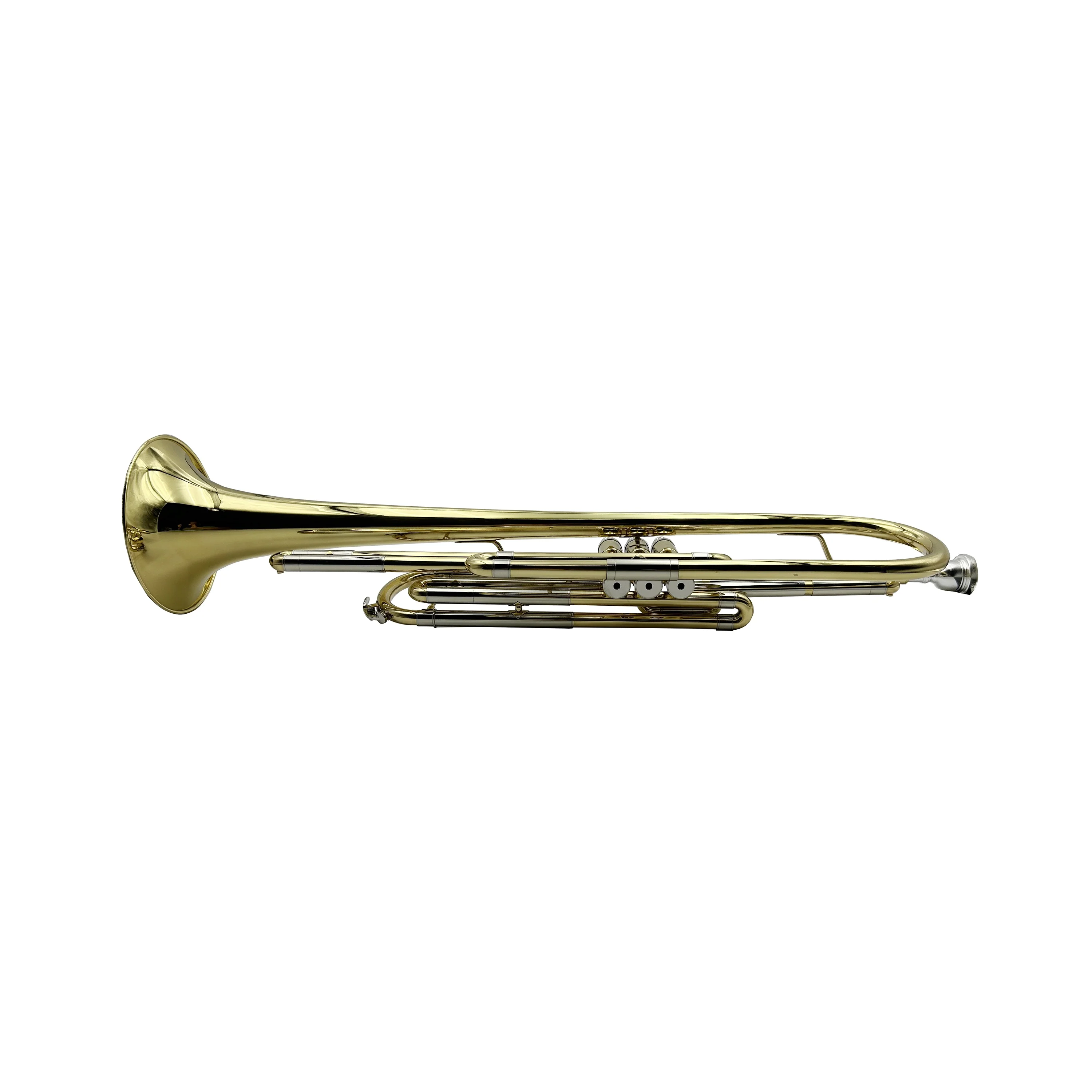 Accept OEM High Quality Cheap Gold Lacquer Bass Trumpet Brass Beginner-Friendly Lightweight Includes Case JYTR412