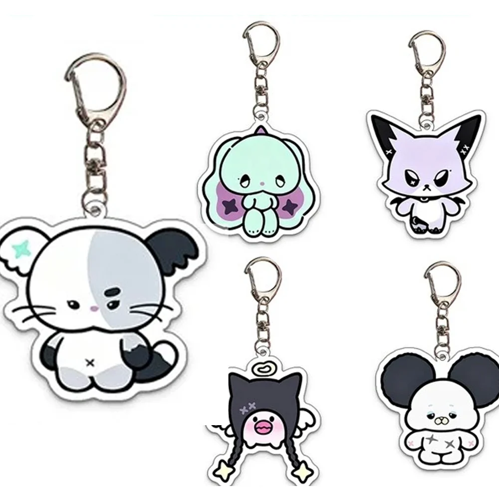 Популярная-группа-мальчиков-в-стиле-джунгсу-аниме-акриловая-прозрачная-лиса-кошка-медведь-брелок-для-ключей-сумка-подвеска-аксессуары-подарок-другу