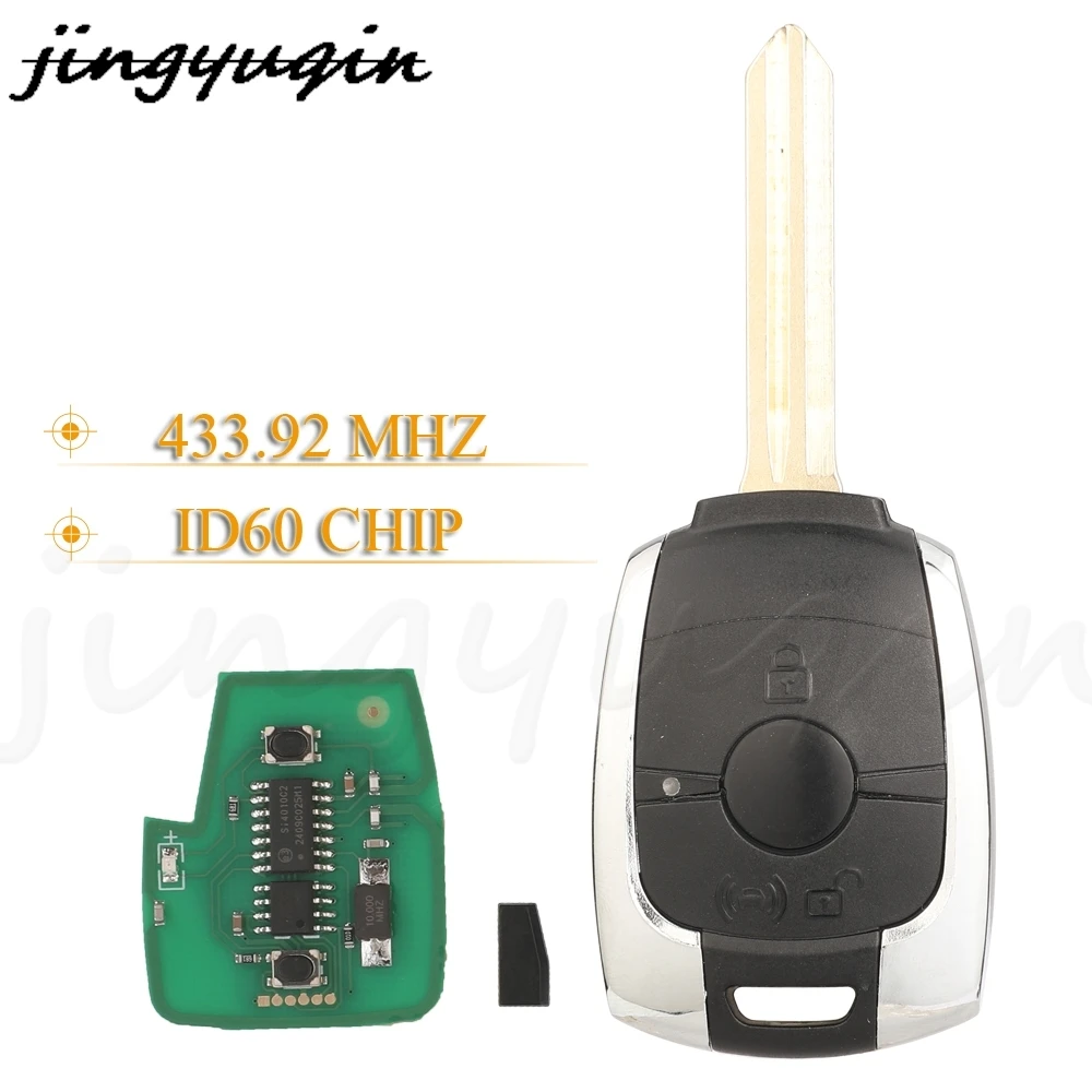 JYQ Flip Remote Car Key 433Mhz 4D60 Chip For Ssangyong Actyon Kyron Rexton Korando Stavic Tivoli Aoto Fob Control