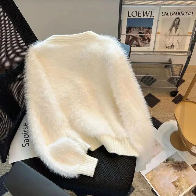 2025 Autumn and Winter Fashion New Women's Elegant Knitted Single Breasted Cashmere Cardigan Three-dimensional Flower Sweater