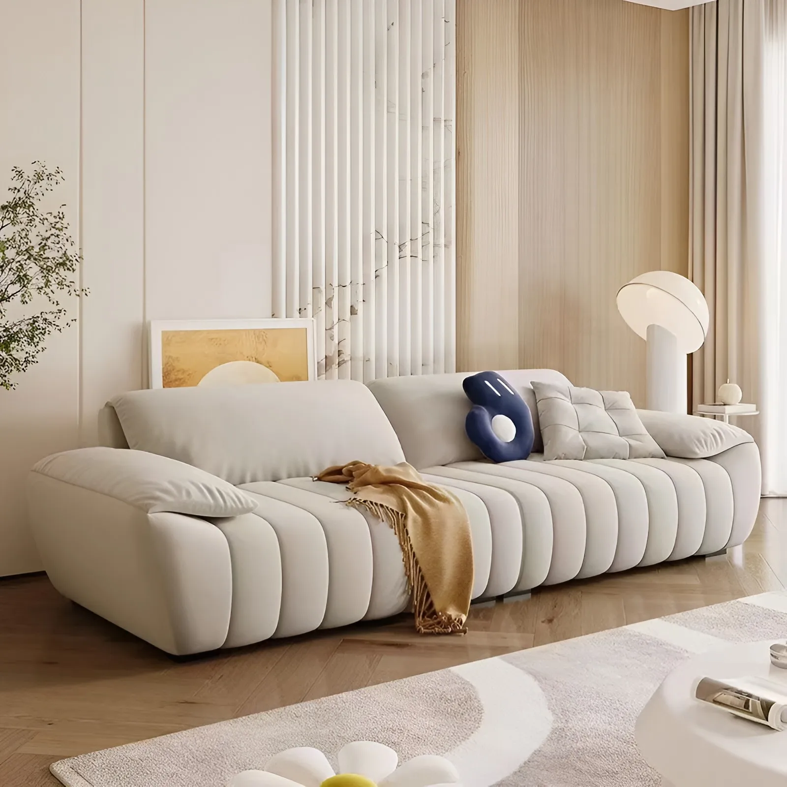 

Italian light luxury fabric sofa living room small apartment like ear technology fabric sofa simple designer