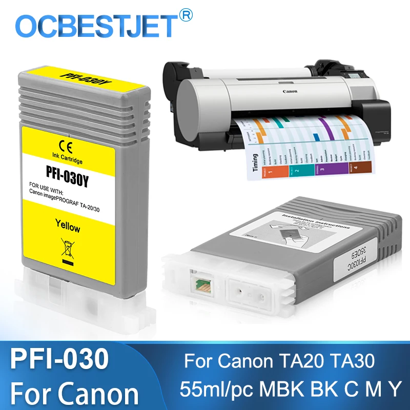 

PFI-030 PFI 030 Compatible Ink Cartridge 55ML/PC for Canon TA20 TA30 TA 20 30 Printer Replaceable Cartouches Remplaçables