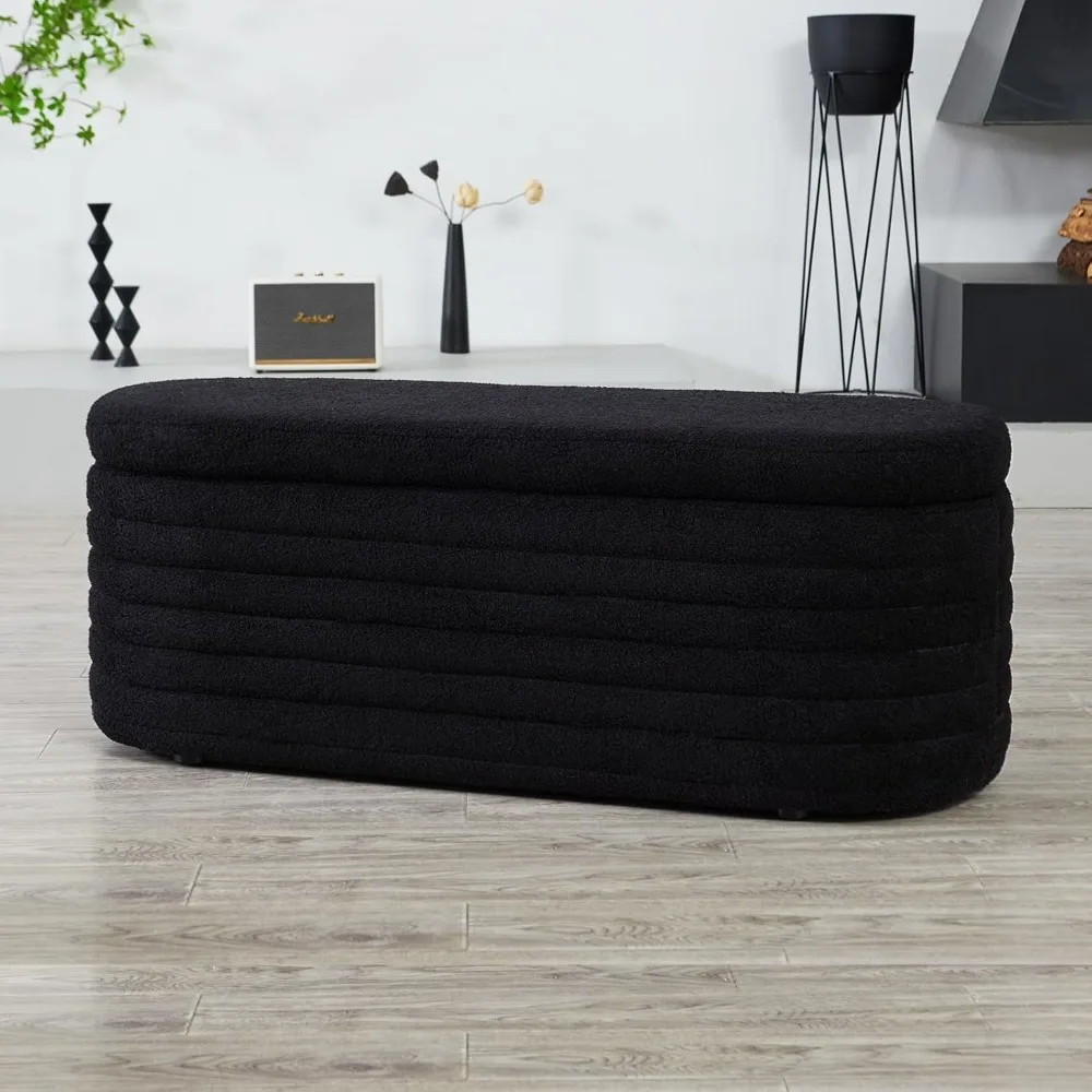 

Ottoman,Premium Leather with Lift-up Lid and Safety Hinge Durable Wood Frame Handsome Stitched Crossing Useful Storage Space