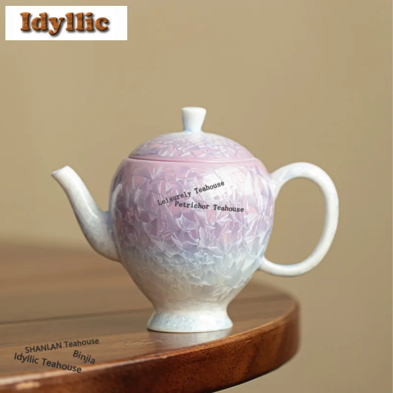 

150ml Crystal Glaze Kiln Change Teapot Luxury Tea Infuser Pot Tea Soaking Kettle With Ball Hole Tea Services Supplies Decoration