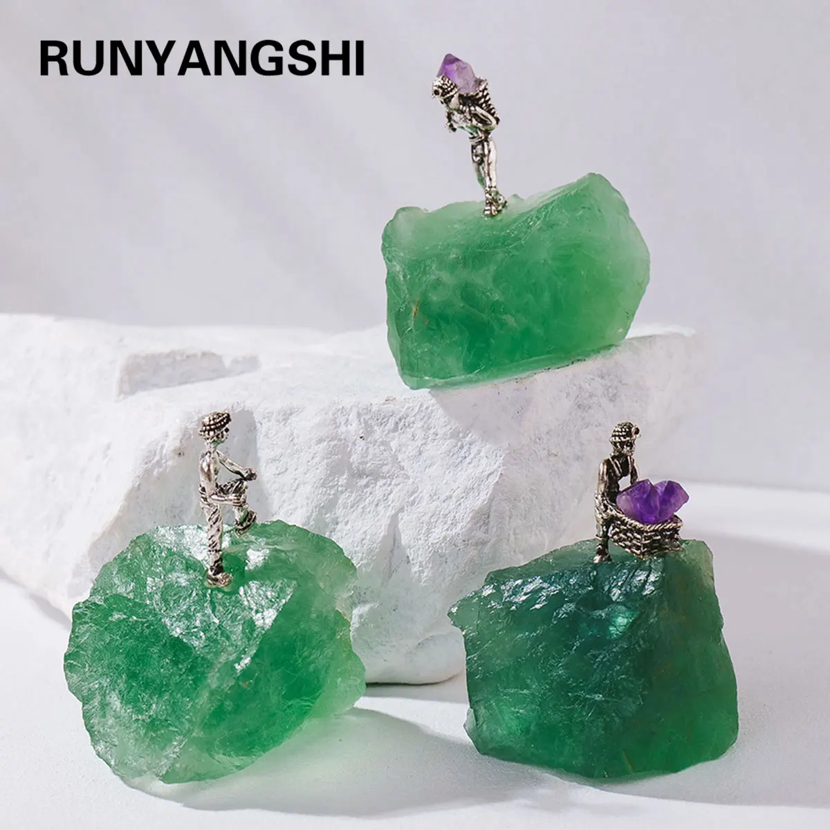 1pc Natural Amethyst Cluster Miner Modeling Micro Landscape Decoration Crystal Raw Stone Mine Standard Home Decoration