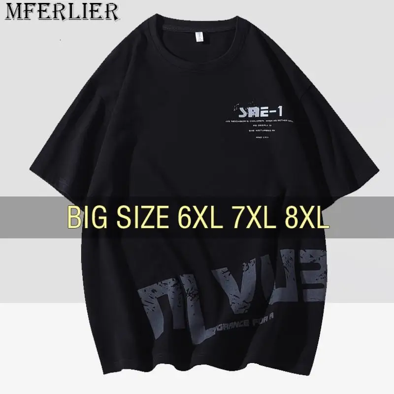 

T Shirt Men 100% Cotton Summer Oversized 7XL 8XL 9XL Plus Size 2023 Short Sleeve O-neck T shirts Black Loose Male Dropshipping