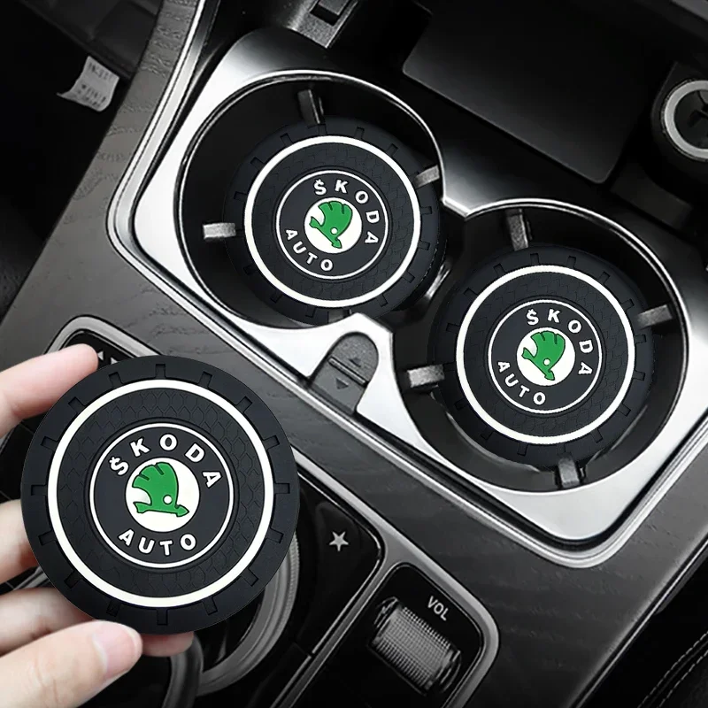 Car Coaster Water Cup Bottle Holder Non-slip Pad Mat For Skoda Octavia Fabia Kamiq Kapoq Kodiaq Rapid SCALA Superb A5 A7 RS Yeti