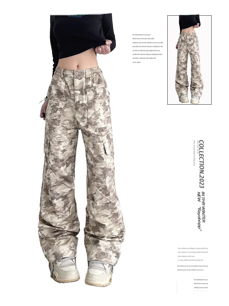 

Women Camouflage Cargo Pants Baggy Streetwear 90s Aesthetic Harajuku Japanese 2000s Style Y2k Emo Pants Vintage Trousers Clothes