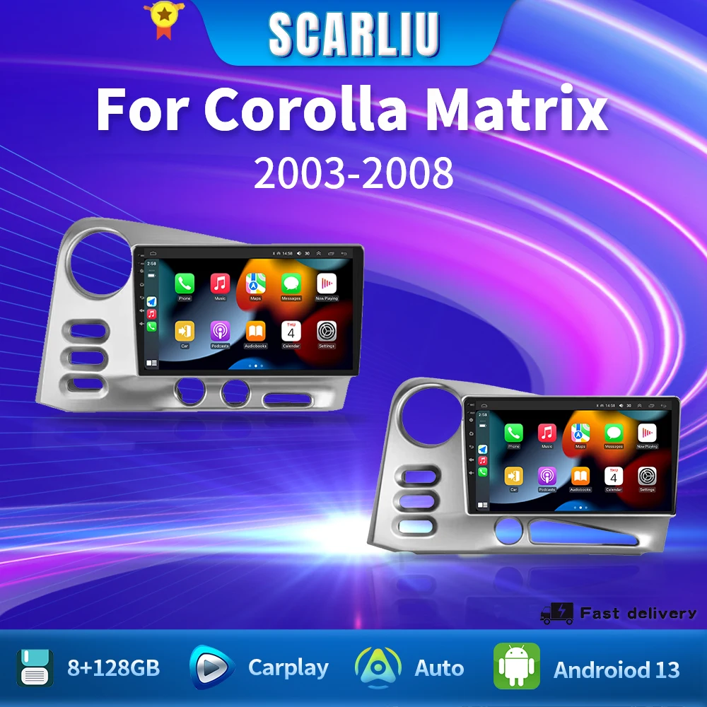 

SCARLIU For PONTIAC Vibe 2003 2004 For Toyota Corolla Matrix E140 2003 - 2008 Audio CarPlay gps tracker CE Android 13 Car Radio