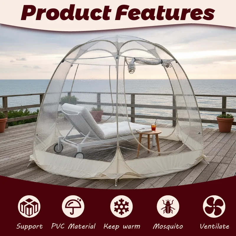 Large Space Clear Pop‑up Bubble Tent, Foldable Dome Shelter for Friend Parties, See‑Through Tent for Courtyard Outdoor Fun view 2