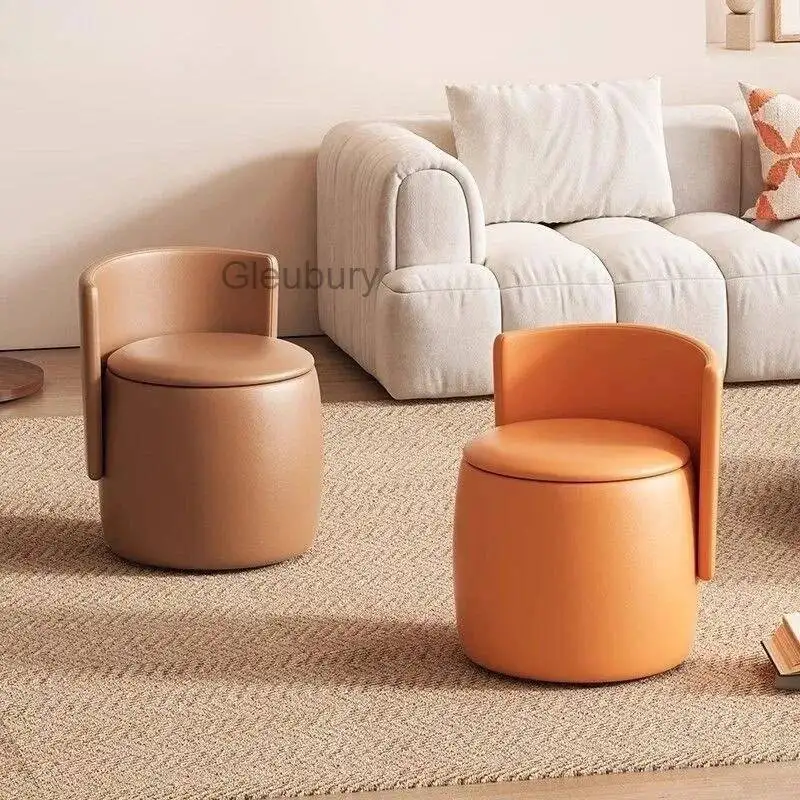 Room Living Light Luxury Home Soft Bag Low Stool Sofa Round Coffee Table Back Chair Door Sitting Stool Shoe Changing Furniture