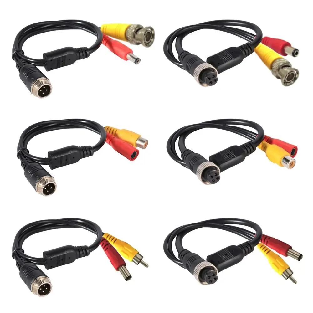 2Pcs Hot Sale Car Rear 4-Pin Adapter To BNC RCA Female Signal Harness Aviation Adapter Cable Wire Harness Camera
